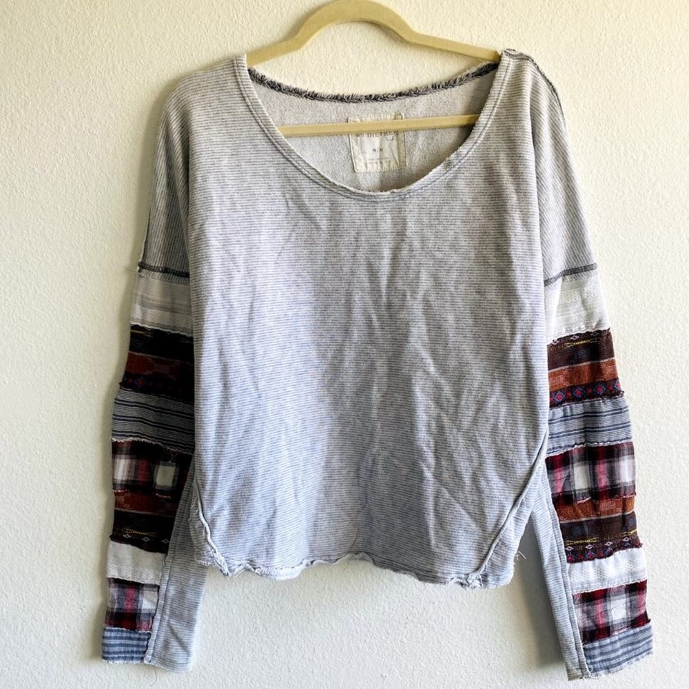 Free People M grey Patchwork Sweater